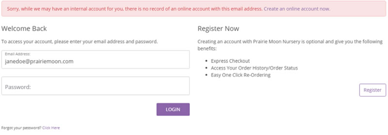 no account found screen